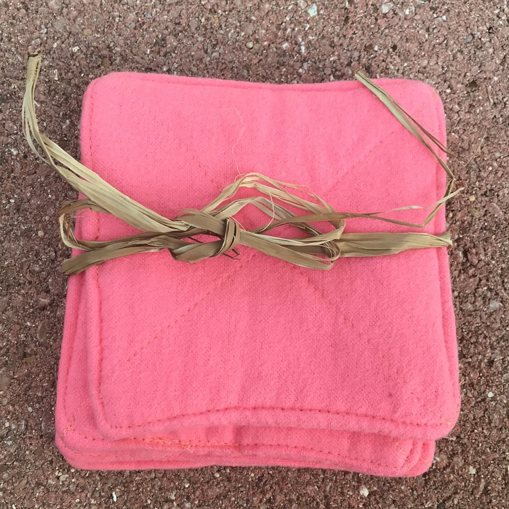 Solid Coral Flannel Cloth Coasters Set of 4